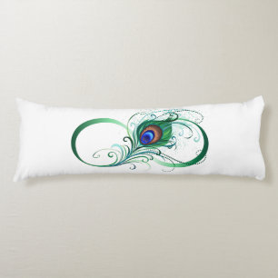 Coussins Longs Infinity Symbol with Peacock Feather