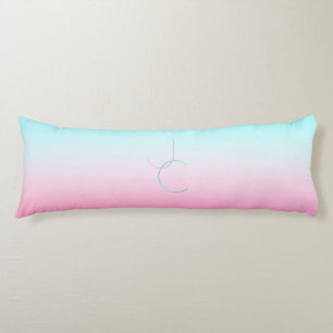 Coussins Longs Initiales 2 superposées Modernes Turquoise Rose