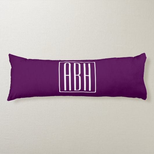 Coussins Longs Initiales Monogramme | Blanc Sur Violet Foncé (Devant)