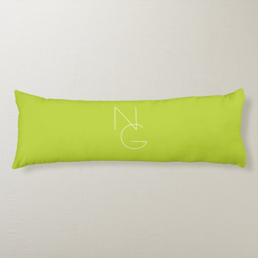 Coussins Longs Initiales superposées Modernes 2 | Vert Citron (Devant)