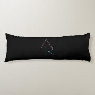 Coussins Longs Initiales superposées modernes Rose Turquoise No