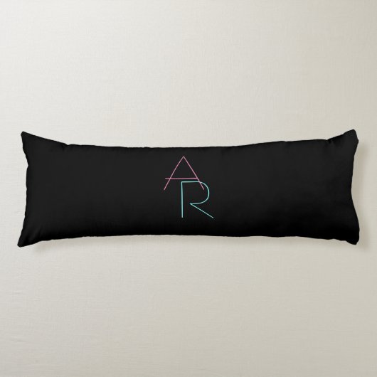 Coussins Longs Initiales superposées modernes | Rose Turquoise No (Devant)