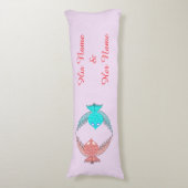 Coussins Longs Inséparables roses et bleus mignons (Devant (Vertical))