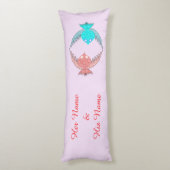 Coussins Longs Inséparables roses et bleus mignons (Dos (Vertical))