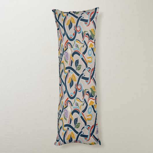 Coussins Longs Interwoven Vines in Vibrant Harmony (Dos (Vertical))