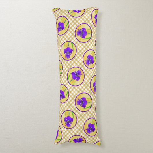 Coussins Longs Iris Peinture Iris À Led Violet Art Fleur Original (Devant (Vertical))