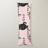 Coussins Longs Jack-O-Lantern rose et chat noir (Devant (Vertical))