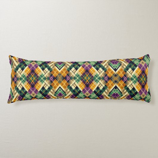 Coussins Longs Jacquard Mardi Gras jaune violet vert (Devant)
