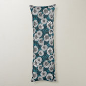 Coussins Longs Jardin blanc Dahlia / feuilles bleus 2 (Dos (Vertical))