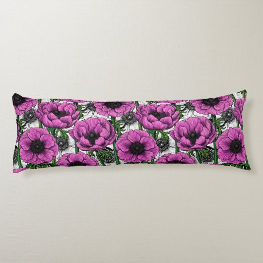 Coussins Longs Jardin d'anémone rose (Dos)