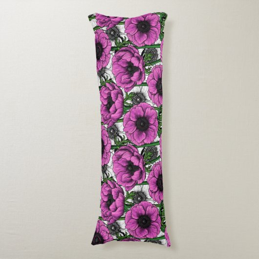 Coussins Longs Jardin d'anémone rose (Devant (Vertical))
