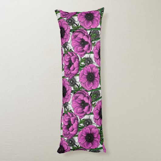 Coussins Longs Jardin d'anémone rose (Dos (Vertical))