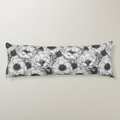 Coussins Longs Jardin d'anémones en noir et blanc (Dos)