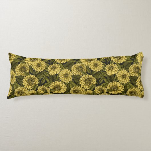 Coussins Longs Jardin de Dahlia jaune (Devant)