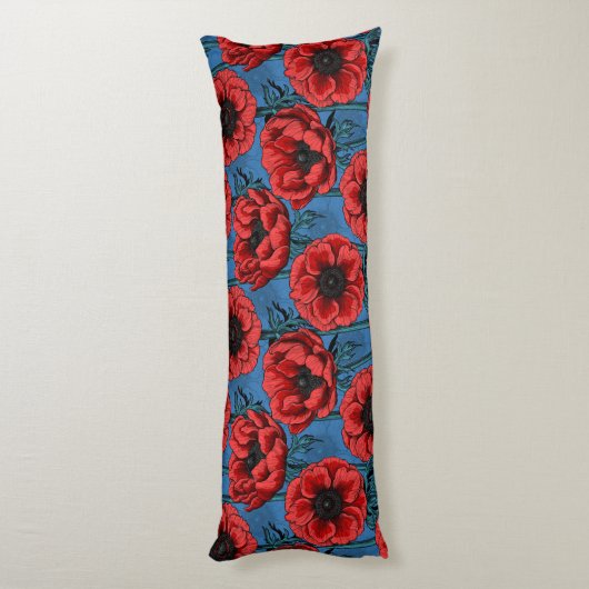 Coussins Longs Jardin de l'anémone rouge (Dos (Vertical))