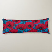 Coussins Longs Jardin de pavot rouge sur bleu (Dos)