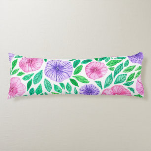 Coussins Longs Jardin de pétunias à l'aquarelle