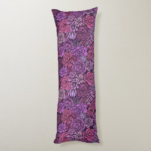Coussins Longs Jardin succulent en rose et violet (Dos (Vertical))