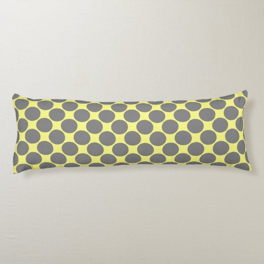 Coussins Longs Jaune avec points gris polka (Dos)