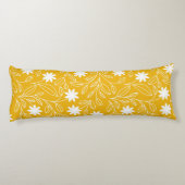 Coussins Longs Jaune de fleurs blanches modernes (Dos)