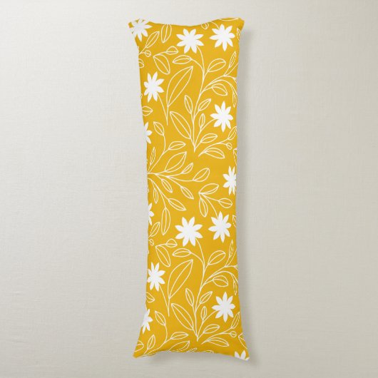 Coussins Longs Jaune de fleurs blanches modernes (Devant (Vertical))
