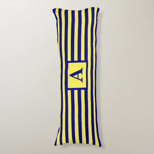 Coussins Longs Jaune Marine Bleu Monogrammes Nautiques Rayures mi (Devant (Vertical))