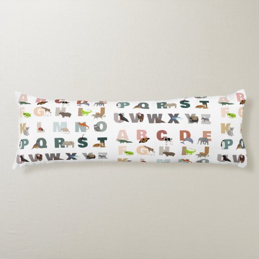 Coussins Longs Joli Alphabet ABC Animaux (Devant)