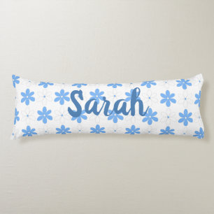 Coussins Longs Joli bleu blanc Fleurs marguerites symétriques Flo