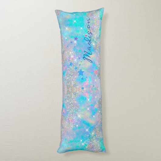 Coussins Longs Joli bleu étoile parties scintillant monogramme (Dos (Vertical))
