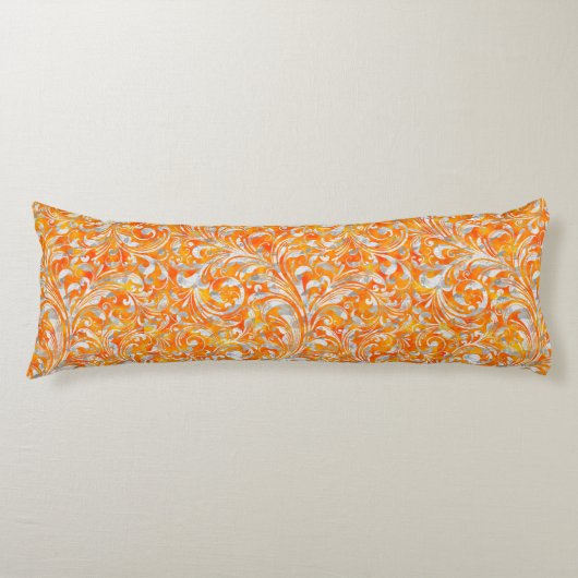 Coussins Longs Joli design floral tourbillon orange (Devant)