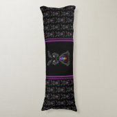 Coussins Longs Joli lapin noir avec Soul arc-en-ciel Chakra (Devant (Vertical))