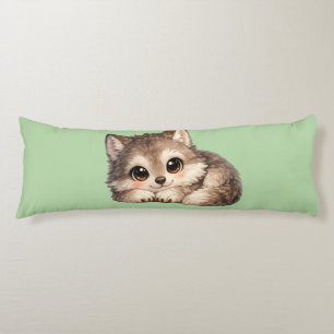 Coussins Longs Joli louveteau aux grands yeux se relaxant Animaux