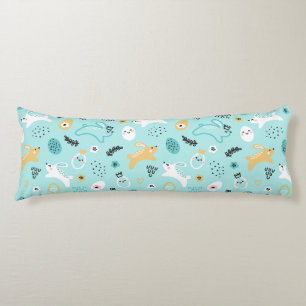 Coussins Longs Joli motif de lapin de Pâques Lapins kawaii Œufs
