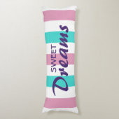 Coussins Longs Joli Motif rose et turquoise rayé et dit (Devant (Vertical))