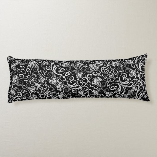 Coussins Longs Joli noir dalmate fleurs design arrière - plan (Dos)