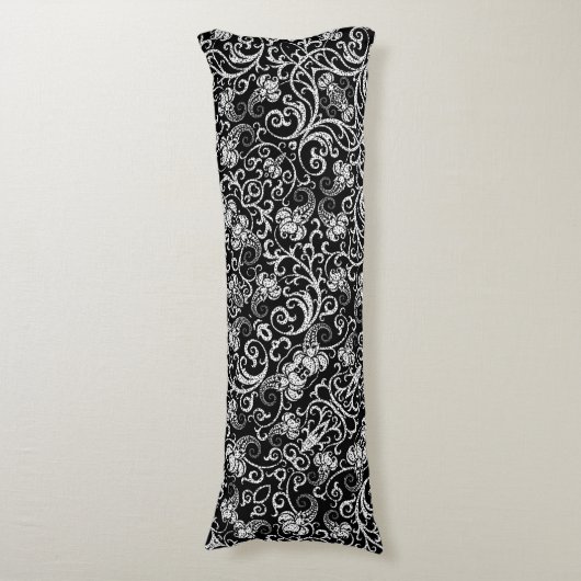 Coussins Longs Joli noir dalmate fleurs design arrière - plan (Devant (Vertical))