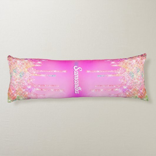 Coussins Longs Joli rose arc-en-ciel Parties scintillant gouttes (Dos)