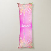 Coussins Longs Joli rose arc-en-ciel Parties scintillant gouttes (Dos (Vertical))