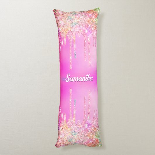 Coussins Longs Joli rose arc-en-ciel Parties scintillant gouttes (Dos (Vertical))