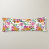 Coussins Longs Joli Rose Jaune Fleurs Florales Lit (Dos)