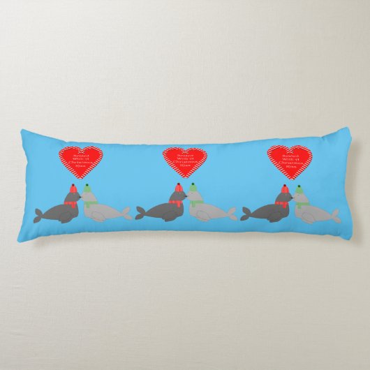 Coussins Longs Joli Seals de baiser de Noël (Devant)