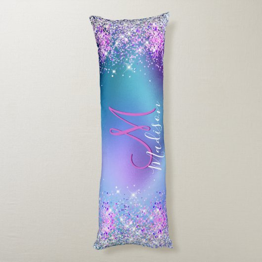 Coussins Longs Joli turquoise violet faux parties scintillant mon (Dos (Vertical))