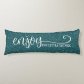 Coussins Longs Jolie citation bleue pailletée 'Profitez des petit (Devant)