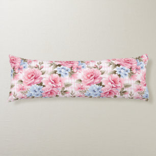 COUSSINS LONGS JOLIE FLEURS DE COULEUR D'EAU BLEUE ROSE PASTEL