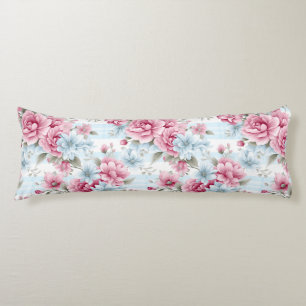 COUSSINS LONGS JOLIE FLEURS DE COULEUR D'EAU BLEUE ROSE PASTEL
