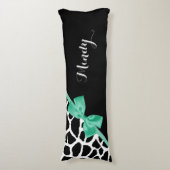Coussins Longs Jolie Giraffe Imprimé Monnaie Vert Bow avec nom (Devant (Vertical))