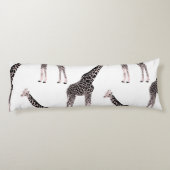 Coussins Longs Jolie Giraffe noire blanche rose (Dos)