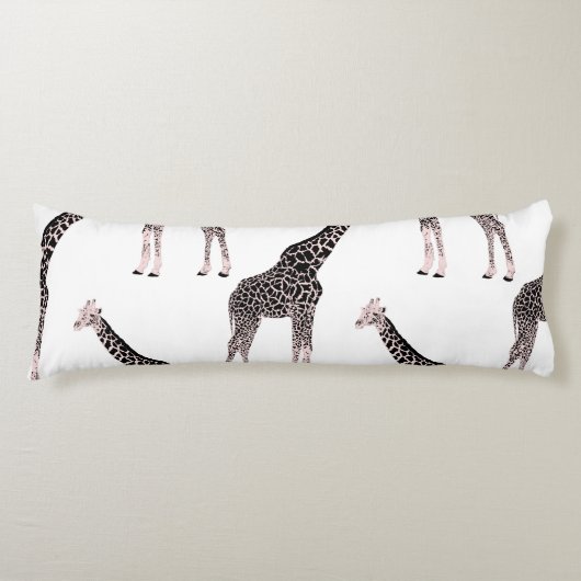 Coussins Longs Jolie Giraffe noire blanche rose (Devant)