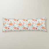 Coussins Longs Jolie Peach Aquarelle Florale Vert Feuille Blanc (Dos)