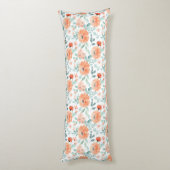 Coussins Longs Jolie Peach Aquarelle Florale Vert Feuille Blanc (Dos (Vertical))